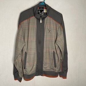 Marc Ecko Cut&Sew Gray Houndstooth Plaid Full Zip Casino Track Jacket Men Size L